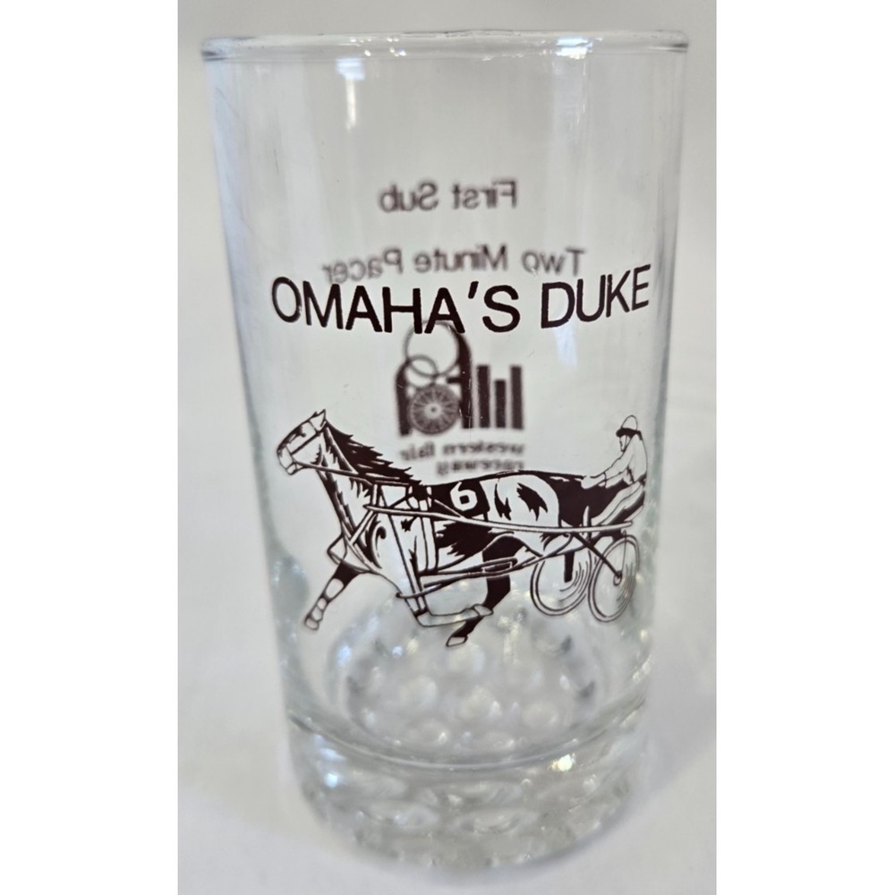 Vtg Glass Harness Racing Racetrack Western Fair Raceway Omaha's Duke